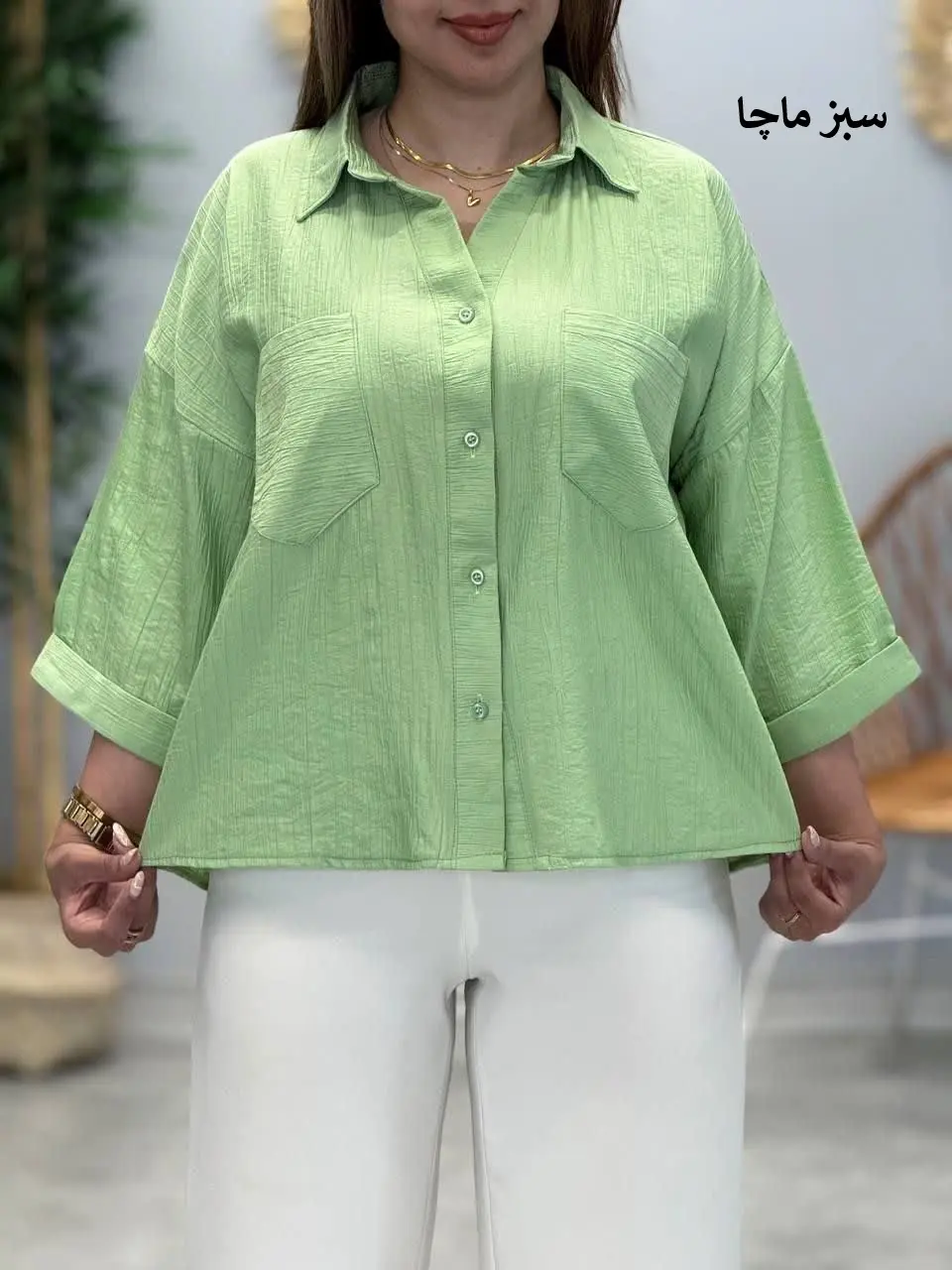 3484-شومیز دوجیب نیکا